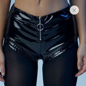 Fredericks of Hollywood Black Vinyl Boyshort Panties Size M